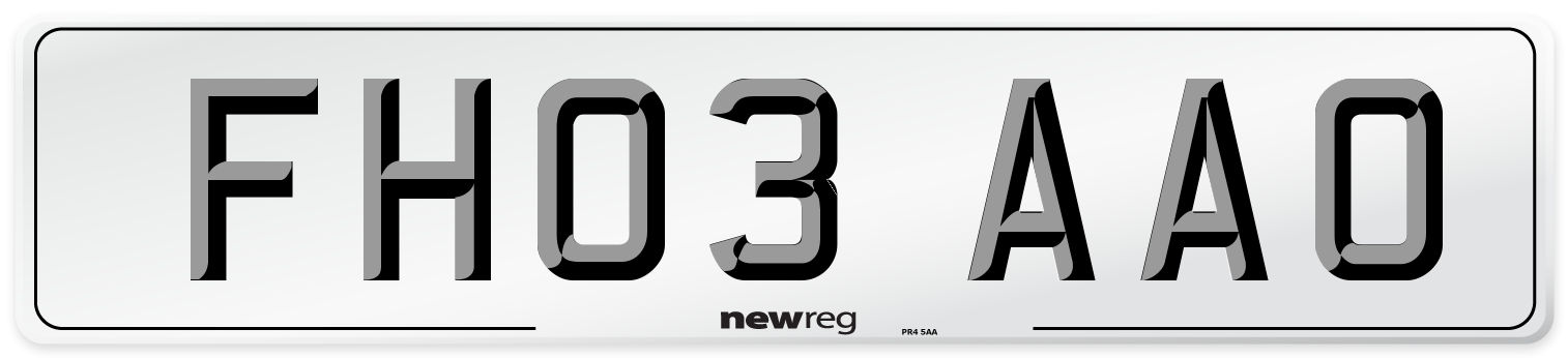 FH03 AAO Number Plate from New Reg